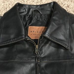 Men’s faux leather,lightly distressed,lined coat